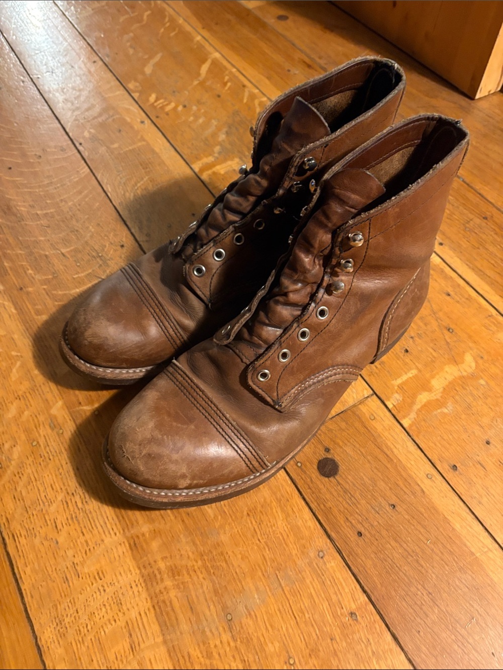 Red Wing Shoes Brown Leather Lace-Up Men's Work Boots